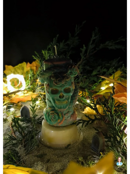 Pillar candle halloween | serpent queen skull candle - Candles